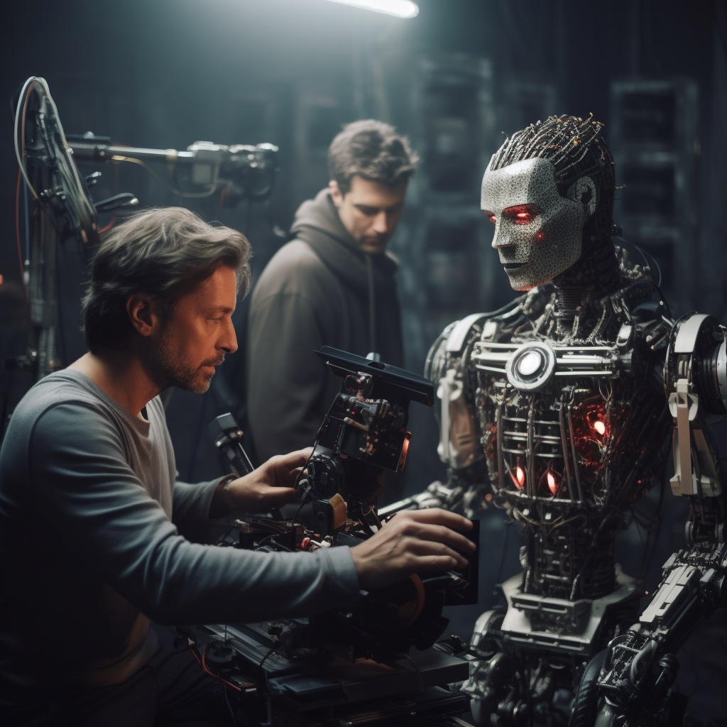 Human director with robot actor